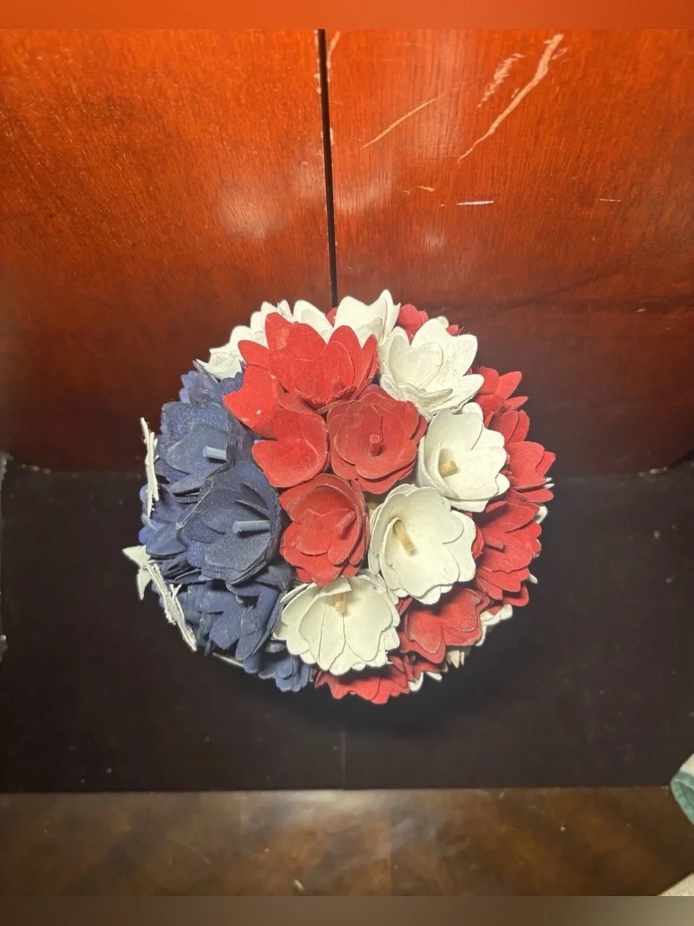 Red White & Blue Patriotic Floral Twig Table Decor